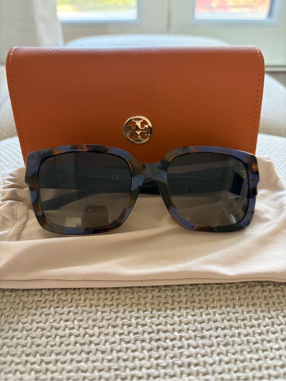 Tory Burch Bluish-Purple Tortoise Oversized Square Sunglasses TY7156U